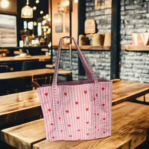 Traditional Eco-Friendly Women's Lady <b>Tote</b> <b>Bags</b> 100% Pure Cotton Solid Color Open Handmade Quilted 18" Lightweight - Product Image 2