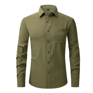 Camisas de Vestir Clásicas para Hombre, con Botones, de Sarga Sólida, Transpirables, Antiarrugas, 100% Algodón, Hechas en Pakistán, Colores Personalizados, OEM, Estilo Urbano - Product Image 3