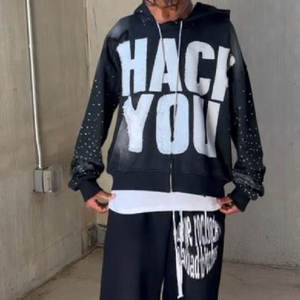 Chaqueta de Invierno Acolchada para Hombre, Estilo Urbano, con Parches Bordados, Letras y Cristales de Imitación, Talla Grande, Suave, Venta al Por Mayor OEM 2025 - Product Image 3