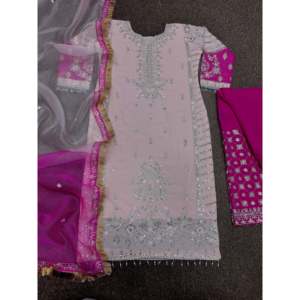 Top elegante con bordado y lentejuelas, incluye Plazzo y Dupatta, talla 2XL - Product Image 2