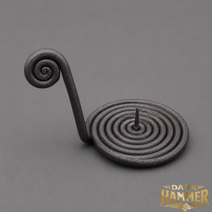 Support de bougie en fer forgé artisanal, style médiéval viking, spirale, rustique, artisanat métallique de type forgeron, finition antique noire - Product Image 3