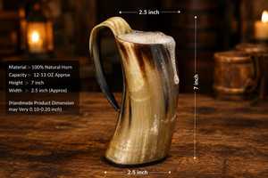 Taza de Cuerno Hecha a Mano Única, Taza para Beber de Cuerno de Búfalo Natural, Regalo - Product Image 2