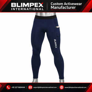 Leggings de Entrenamiento Personalizados para Hombre con Bolsillo Lateral para Teléfono, Leggings de Gimnasio de Longitud Completa, Marca Privada OEM, Directo de Fábrica, Blimpex INT - Product Image 2