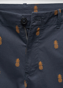 Wholesale Price <b>Shorts</b> <b>Men's</b> <b>Navy</b> Blue Printed Pineapple Pattern Bermuda <b>Shorts</b> Casual Oxford Fabric Mid Waist Button Fly Pocket - Product Image 6