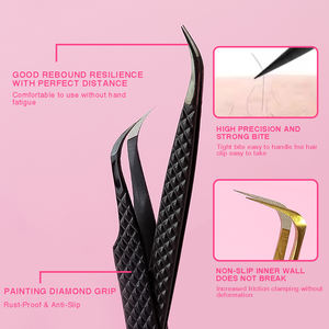 Pointe en fibre blanche Pince à cils Marque privée Poignées diamantées personnalisées Volume droit Pointe en fibre TDANCE Pince à cils - Product Image 6