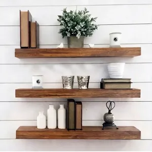 Minimalist Three-Layer Acacia Wood <b>Floating</b> <b>Shelves</b> Natural Finish <b>Wall</b> Mounted Storage <b>Shelves</b> Home Decor Rack - Product Image 4