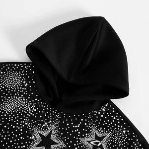 Luxury Rhinestone Star Hoodie High Quality Y2K Streetwear <b>Sparkly</b> Crystal Pullover Unisex Black Bling Hooded Sweatshirt Hip Hop - Product Image 4