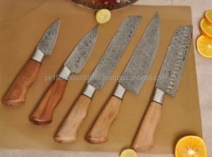Juego de Cuchillos de Cocina Profesionales de 5 Piezas, Hechos a Mano en Acero de Damasco, con Mangos de Plástico y Hoja de Punta Caída, Personalizables OEM - MS Enterprise - Product Image 2