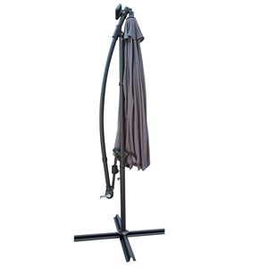 10 ft esterno a energia solare LED illuminato Patio ombrello impermeabile 8 costole a manovella Base croce parasole per giardino ponte cortile - Product Image 4