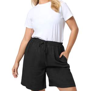 Shorts de Mujer de Cintura Alta, Casuales, Holgados, de Pierna Ancha, con Cordón Elástico, de Algodón y Lino para Verano, con Bolsillos, OEM - Product Image 4