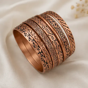 NEHA ENTERPRISES Brazalete de Cobre de Lujo, Hecho a Mano, Personalizado, Joyería Artesanal Elegante, Regalo de Aniversario o Cumpleaños - Product Image 1