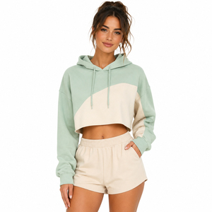 100% Cotton Fleece Women <b>Hoodies</b> Sweatshirt Cropped Black Stylish <b>Workout</b> Gym Crop Top <b>Hoodies</b> Stylish With Custom logo OEM - Product Image 6