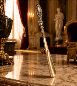 Luxury Vintage Brass Shoehorn With Ornate Handle Traditional Home Decor Indoor Tabletop Living Room Accessory - Product Image 2