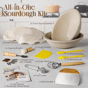 Set di Utensili Speciali per Pane da 9 Pollici di Diametro: Ciotola per Lievitazione con Coperchio, Impastatrice, Grattugia per Impasto, Raschietto - Product Image 6