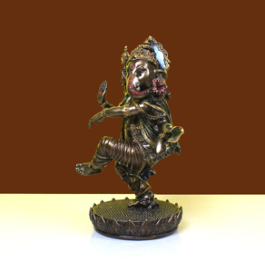 Antique Copper Finish Resin Handcrafted Dancing Ganesha <b>Statue</b> with Figures-Traditional <b>Religious</b> Home Decor Temple Altar Figure - Product Image 5