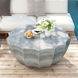 Tavolino da Caffè Moderno in Cemento MgO da 90 cm, Resistente e Impermeabile, per Terrazze, Giardini e Cortili - Product Image 2