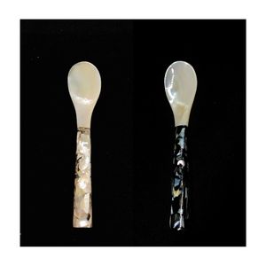 Juego de cubiertos de nácar para novios y madres de la novia, cuchara y tenedor de caviar con mango largo, pulido a espejo, ecológico, de concha marina - Product Image 3