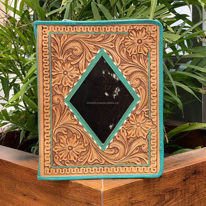 Carpeta de cuero con cremallera para cuaderno A4 de cuero tallado a mano Premium, carpeta de cartera de cuero genuino, herramientas florales, Carpeta de 3 anillas para entrevista - Product Image 4