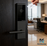 Serrure de porte intelligente commerciale pour hôtel avec clé, corps en aluminium anodisé, enregistrement de données RFID M1, batterie durable 1 an, installation facile