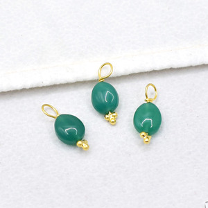 Green Onyx Tumble Pendant Smooth 8 to 10mm Gemstone <b>Charm</b> Dainty Necklace Earring Jewelry Supply - Product Image 1