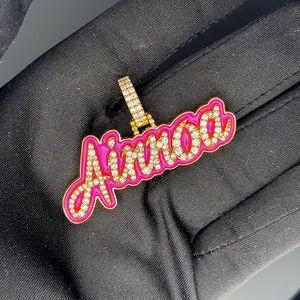 จี้เพชรโมอิสสั่งทำ925จี้ตัวอักษรฮิปฮอปจี้เคลือบสีเงินจี้โมอิสซาไนต์ - Product Image 2