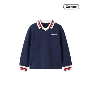 Sweat-shirt à col polo rayé personnalisé pour filles avec impression en relief - XL - Product Image 5