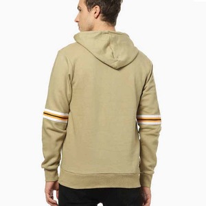 Sweat-shirt à capuche zippé pour homme, kaki uni, en molleton mélangé de coton, style streetwear décontracté, effet délavé - Product Image 2
