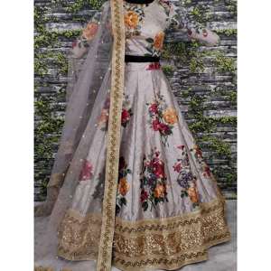 Lehenga choli ชุดปาร์ตี้ปักลายสีเทาสุดหรู - Product Image 6