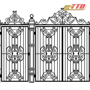 Puerta de Acero Tradicional con Acabado en Polvo, Detalles Forjados a Mano, Dimensiones Personalizadas para Entrada Principal de Villa, Mansión o Casa - Product Image 3