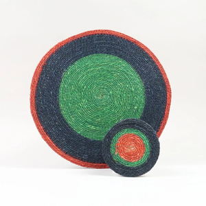 Manteles Individuales Redondos de Mimbre Trenzado de Seagrass Verde y Azul, Hechos a Mano y Sostenibles, para Mesa de Comedor, Decoración para Restaurantes, Venta al por Mayor - Product Image 5
