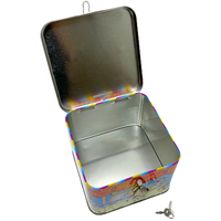 Boîte à biscuits carrée en métal avec cadenas, conteneur de rangement pour biscuits, tirelire personnalisable avec logo, boîte cadeau, vente en gros, usine OEM