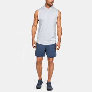 Sudadera sin mangas con capucha para hombre con logo personalizado, chaleco deportivo con cordón para gimnasio y entrenamiento, venta al por mayor - Product Image 4