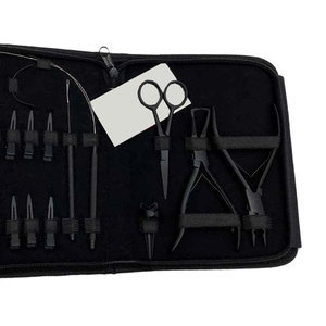 Nouvel arrivage : Kit professionnel d'outils pour extensions capillaires et perlage, comprenant pince à nouer, aiguille, pochette en cuir et outils de maquillage, haute qualité - Product Image 6