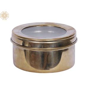 4 Inch Brass <b>Container</b> <b>Box</b> for Kitchen and Dining Utensils Made in India for Food Storage & Preservation - Product Image 1