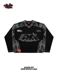 Grey Camo Division Sports Jersey Shorts Set | Oversized <b>Long</b> Sleeve Top & Shorts | Streetwear <b>Matching</b> Set OEM - Product Image 4