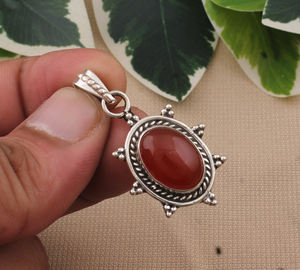 Colgante de Ojo de Tigre Natural Chapado en Platino Vintage al por Mayor, Plata de Ley 925, Gema Roja, Fabricante de Joyería, Venta a Granel - Product Image 5