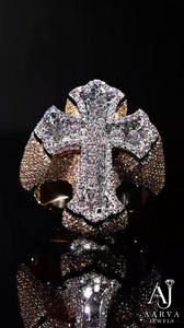 925 Sterling <b>Silver</b> Moissanite Cross <b>Ring</b> Iced Out Prong Set Hip Hop Jewelry for <b>Men</b> Women Party Gift - Product Image 4