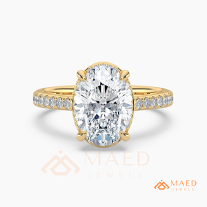 Moissanite Oval Cut <b>Ring</b> for Women Gold Tone Engagement Wedding Anniversary Jewelry Gift Elegant Daily Wear Style - Product Image 5