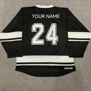 Maillot de hockey sur glace personnalisé bleu clair pour impression sublimée blanche sur le devant, manches longues, col rond, adulte unisexe, respirant - Product Image 3