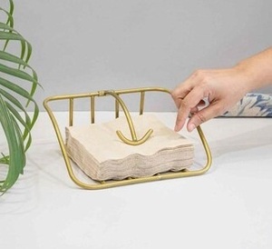 Support à serviettes en métal doré moderne KS International, porte-serviettes de table, boîte à mouchoirs, organisateur de rangement pour la cuisine - Product Image 3