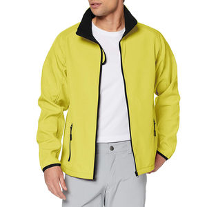 Men's <b>Waterproof</b> <b>Yellow</b> Color Long Sleeves Soft Shell Custom Fabric Polyester With Logo Design Softshell <b>Jacket</b> For Men - Product Image 3