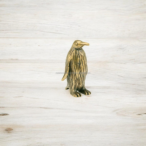 Par de figuritas de pingüinos pequeños de estilo Vintage, estatuas de animales hechas a mano de latón macizo, esculturas de latón antiguo únicas pulidas - Product Image 2