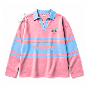 Polo de rugby piqué pour femme Gamma Phi Delta Sorority, col chemise, blocs de couleur, brodé, style universitaire, haut athlétique - Product Image 1