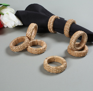 Meilleur fournisseur de porte-serviettes en rotin tressé, écologiques, 6 pièces, décoration d'intérieur, faits à la main, créatifs, blancs, style boho - Product Image 5