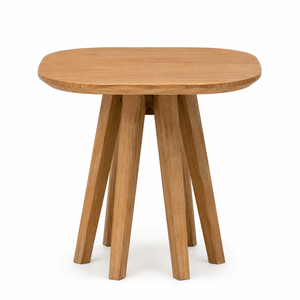 <b>Solid</b> Teak <b>Rounded</b> Square <b>Dining</b> <b>Table</b> Six Tapered Hexagonal Legs Scandinavian Eco-Friendly Waterproof Apartment Modern Hotel - Product Image 1