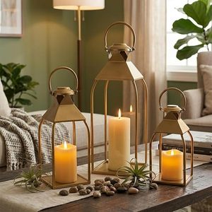 Elegant Metal Lantern Decorative Candle Holder Vintage <b>Hanging</b> <b>Light</b> Home Garden Patio Wedding Party Indoor <b>Outdoor</b> Decor - Product Image 1