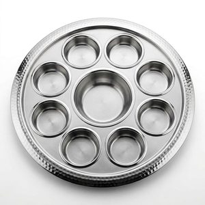 Anillos de Espejo de Satén Hechos a Mano de 36 cm, SS304, Thali Seccional de Nueve Secciones, Thali para Buffet Utsav, Decoración para Mesa de Fiesta, Decoraciones para Mesa - Product Image 3