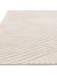 Tapis rectangulaire de luxe à poils longs, tufté à la main, motif géométrique quadrillé blanc pur, antidérapant, en PET - Product Image 2