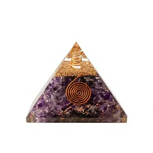 Pyramide d'Orgone en Améthyste Premium Faite à la Main, Générateur d'Énergie Cristalline pour l'Équilibrage des Chakras, la Méditation, la Guérison et la Décoration Feng Shui (Vente en Gros) - Product Image 1