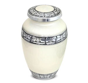 Urna Funeraria de Metal Grabada en Blanco, Estilo Clásico Americano/Europeo, para Cenizas de Adultos - Product Image 2